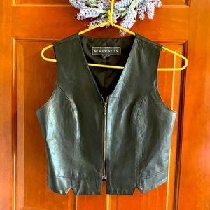 Women’s Black 100% Leather Vintage Vest